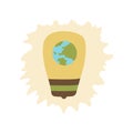 Light bulb with a planet inside. Earth Hour vector Royalty Free Stock Photo