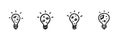 Light Bulb With Planetary Elements Line Icon Set In Doodle Style. Innovation, Creativity, And Cosmic Ideas Outline Royalty Free Stock Photo