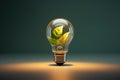 Light bulb with plant growing inside of it. Innovative image showcases combination of nature and technology. Perfect for