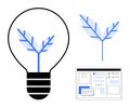 Sustainable innovation with plant sprout inside a light bulb and digital screen for eco-friendly solutions Royalty Free Stock Photo