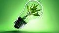 A light bulb with plants and leaves, symbolizing eco-friendliness and sustainability concept. Green innovative idea. Eco energy