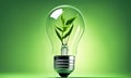 A light bulb with plants and leaves, symbolizing eco-friendliness and sustainability concept. Green innovative idea. Eco energy