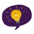 Light bulb in purple speech bubble