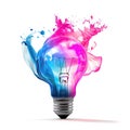 Light Bulb Radiating Colorful Illumination in a Creative Display Royalty Free Stock Photo