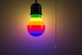 Light bulb rainbow style. Rope switch. LGBT symbols Royalty Free Stock Photo