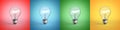 Light bulb on red blue green and yellow background 3d rendering Royalty Free Stock Photo