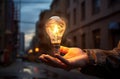 A light bulb representing a blackout in the city, where the electricity is out Royalty Free Stock Photo