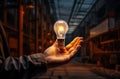 A light bulb representing a blackout in the city, where the electricity is out Royalty Free Stock Photo