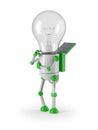 Light bulb robot - thinking Royalty Free Stock Photo