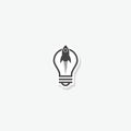 Light bulb and rocket launch icon sticker isolated on white background Royalty Free Stock Photo