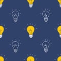 Light bulb Seamless Pattern hand drawn. Vector Illustration Royalty Free Stock Photo