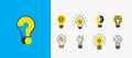 Light bulb set, creative logo vector illustration. Stylized electric lamp with different idea in simple flat minimal Royalty Free Stock Photo