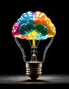 Colorful Brain Light Bulb Concept