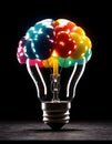 Colorful Brain Light Bulb Concept