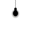 The concept of depression, loneliness and stress. Light bulb silhouette with black light. Lonely light bulb hanging on a wire. 