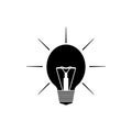 Night mode symbol for site. Toggle button. Light bulb silhouette with black light and rays. Royalty Free Stock Photo