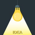 Light bulb sketch with concept of idea. Doodle hand drawn sign. Vector Illustration Royalty Free Stock Photo