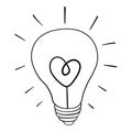 A light bulb sketch icon for the internet and mobile devices. A hand-drawn vector icon