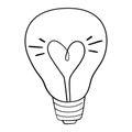 A light bulb sketch icon for the internet and mobile devices. A hand-drawn vector icon