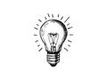 Light Bulb Sketch. Linear Glowing light bulb. Electric light, energy concept illumination