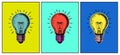 Light Bulb Sketch. Linear Glowing light bulb. Electric light, energy concept illumination Memphis. Pop Art Style