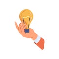 Light bulb solution brainstorming symbol in hand Royalty Free Stock Photo