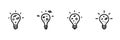 Light Bulb With Space Elements Line Icon Set In Doodle Style. Innovation, Creativity, And Cosmic Ideas Outline Sketch Royalty Free Stock Photo