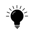 Light bulb with sparkle rays shine. Yellow Light bulb and check mark icon. Idea lamp with Approved icon. Idea sign thinking