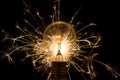 Light bulb with sparkles from behind Royalty Free Stock Photo