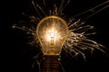Light bulb with sparkles from behind Royalty Free Stock Photo