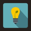 Light bulb with sprout icon, flat style Royalty Free Stock Photo