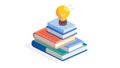 Light Bulb on Stack of Books for Education & Ideas, vector design Generative AI Royalty Free Stock Photo