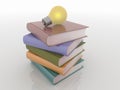 Light Bulb on Stack of Books, Knowledge Solution Concept Royalty Free Stock Photo