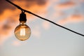 Light bulb and sunset Royalty Free Stock Photo