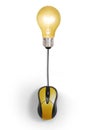 Light bulb symbol with computer mouse sign Royalty Free Stock Photo