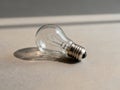 Light Bulb on Table Close Up - AI generated Royalty Free Stock Photo