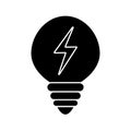 Light bulb with thunder silhouette style icon vector design Royalty Free Stock Photo