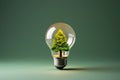 Light bulb with tree inside. Green energy concept. 3D Rendering Royalty Free Stock Photo