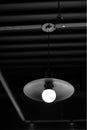 Light bulb turned on over black background. A black and white photo Royalty Free Stock Photo