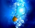 Light bulb under water Royalty Free Stock Photo