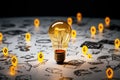 Light bulb. unique idea concept with light bulb. Unique Creative idea concept. Royalty Free Stock Photo