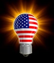 Light bulb with USA flag (clipping path included) Royalty Free Stock Photo