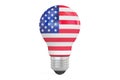 Light bulb with USA flag, 3D rendering Royalty Free Stock Photo