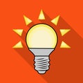 Light bulb vector icon.Flat vector icon isolated on white background light bulb . Royalty Free Stock Photo