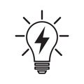 Light bulb vector icon, lamp with lightning, idea icon