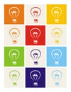 Light bulb vector icon set - hand drawn colorful doodle collection isolated on white Royalty Free Stock Photo