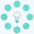 Light bulb vector icon sign symbol Royalty Free Stock Photo