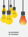 Light bulb vector illustration - be different be yourself concept