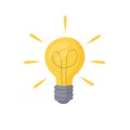 The light bulb is on. Vector illustration of incandescent lamp. The concept of creative and unique new idea, innovation Royalty Free Stock Photo