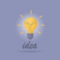 The light bulb is on. Vector illustration of incandescent lamp. The concept of creative and unique new idea, innovation Royalty Free Stock Photo